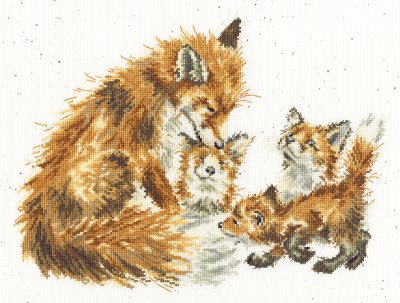 Fox and fox cub cross stitch
