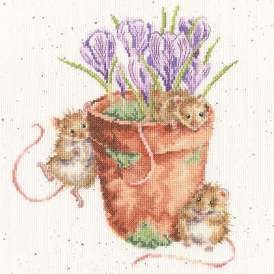 'Garden Friends' mouse cross stitch