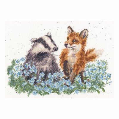 'The Woodland Glade' badger and fox cross stitch