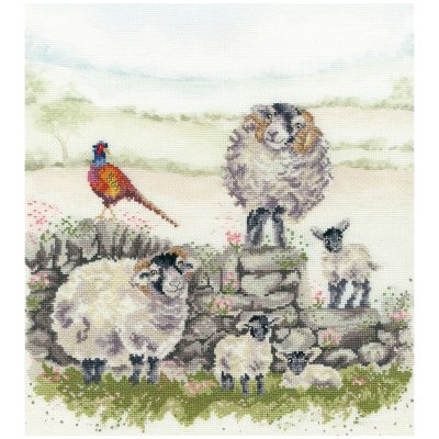 Sheep and pheasant cross stitch kit