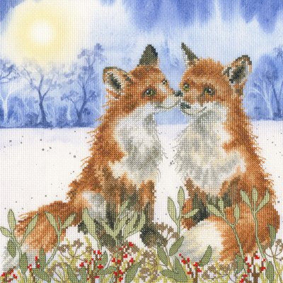 'Winter Solstice' fox cross stitch