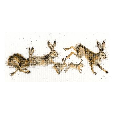 Hare family cross stitch kit