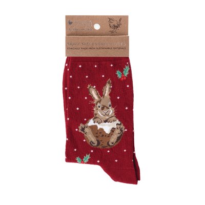 Rabbit in a Christmas pudding Christmas socks