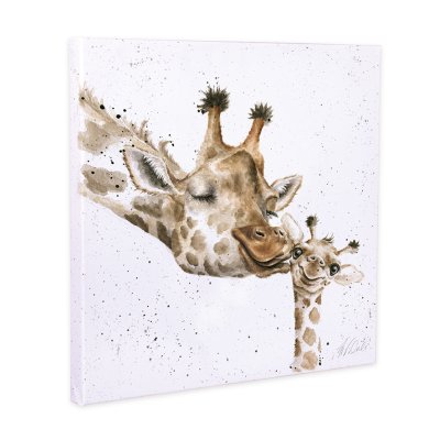First Kiss giraffe canvas print